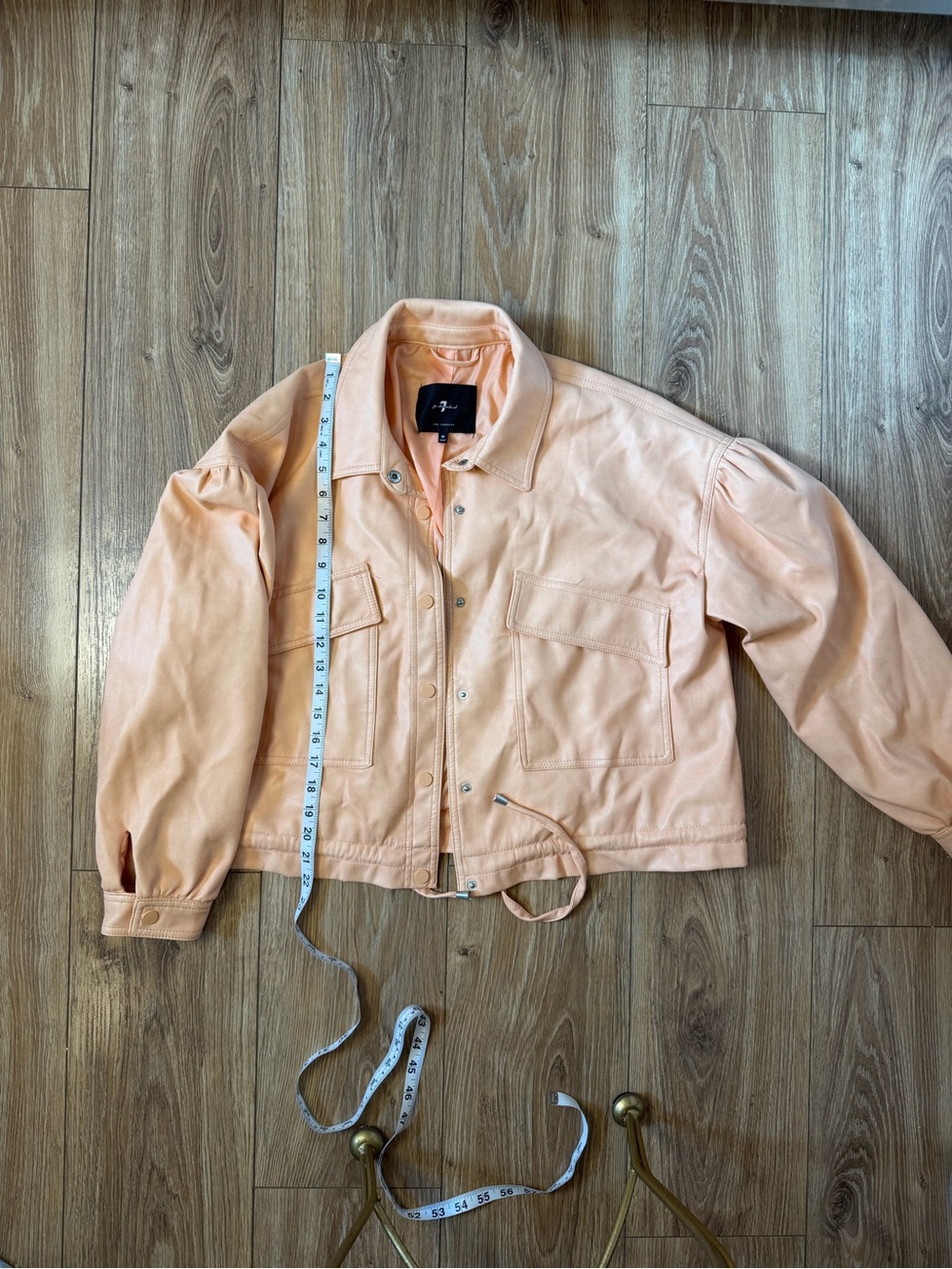 7 For All Mankind Peach Leather Cropped Jacket